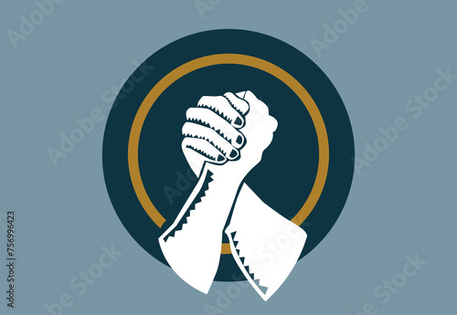 Arm Wrestling tabletop sport. Editable Clip Art.