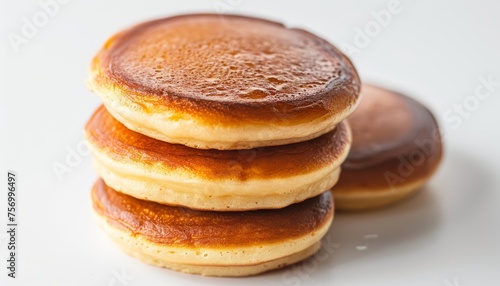 Japanese pancakes called dorayaki on a white background