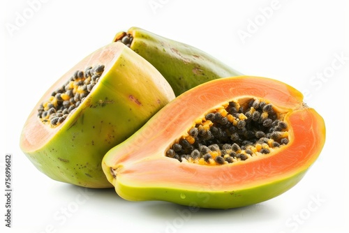 Wallpaper Mural Juicy papaya on white background Torontodigital.ca