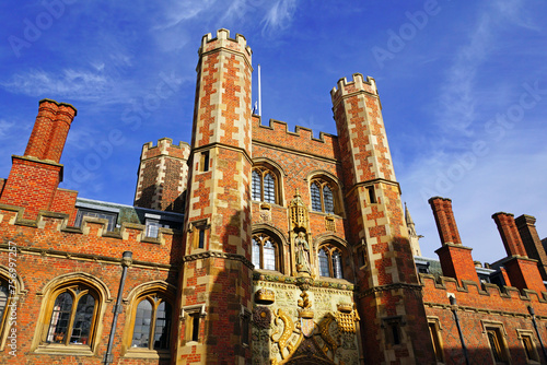 The impressive gatehouse at St John's College in Cambridge UK.