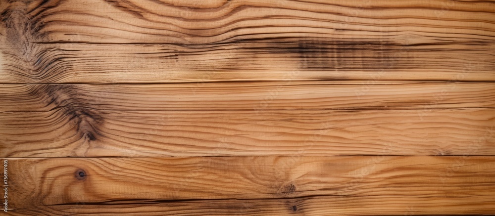 A detailed closeup of a brown hardwood plank with a grainy texture, showcasing the natural beauty of the wood and its varnished finish A detailed closeup of a brown hardwood plank with a grainy texture, showcasing the natural beauty of the wood and its varnished finish