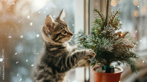 Kitty and Christmas tree