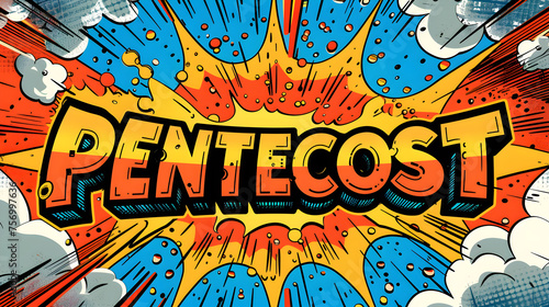 Pentecost, "PENTECOST" in text word t-shirt design. Generative Ai