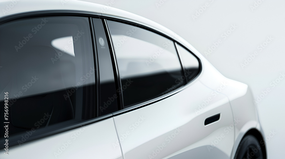 Modern Car Window Mockup for Urban Advertising in Cityscape, Transportation Vehicle Advertisement Display, Generative AI

