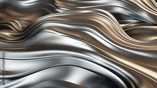 flowing bending seemingly melted liquid metal material background photo