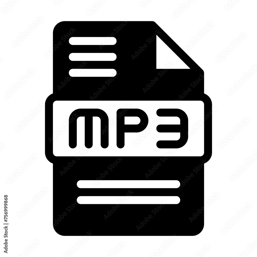 Mp3 Audio File Format Icon. Flat Style Design, File Type icons symbol. Vector Illustration. Mp3 Audio File Format Icon. Flat Style Design, File Type icons symbol. Vector Illustration.
