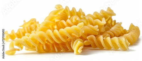 Rotini pasta on white background