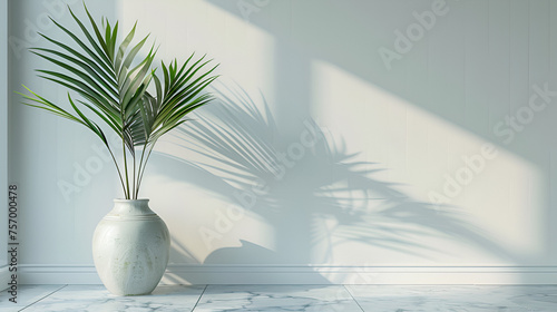 Interior Background of a Room with White Wall and Vase on Shelf, Minimalist Home Decor Concept, Generative Ai

 photo
