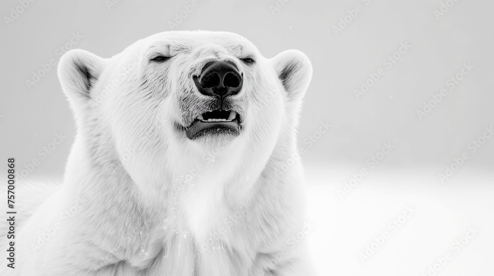 Polar bear cub close-up in Arctic winter landscape