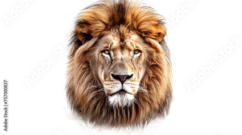 Lion Head Illustration Isolated on White Background  Majestic Wild Animal Portrait with Fierce Expression  Powerful Wildlife Symbol  Detailed Digital Drawing  Creative Artwork  Generative AI  