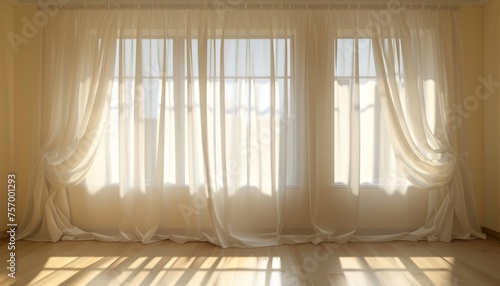 Sunlight enhances the living room s interior decoration with curtain