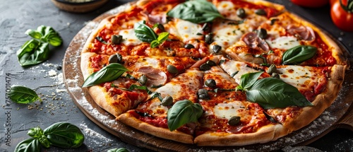 Tasty Napoli pizza with fresh ingredients