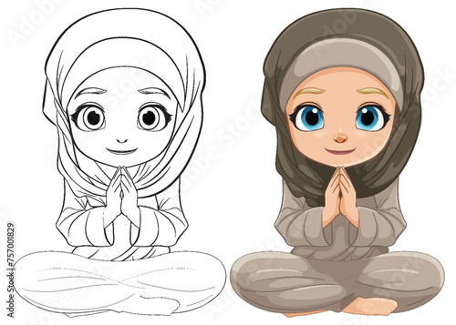 Vector illustration of a girl wearing a hijab