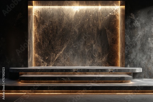 A minimalist podium with a dark and minimalist aesthetic