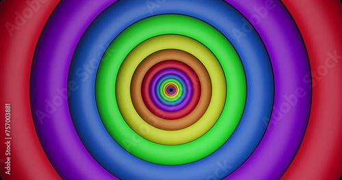 Image of rainbow circles and colours moving on seamless loop