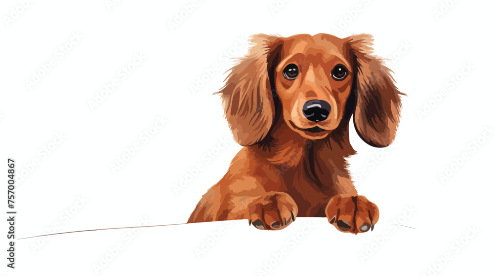 Flat colored adorable red Miniature Dachshund wavin