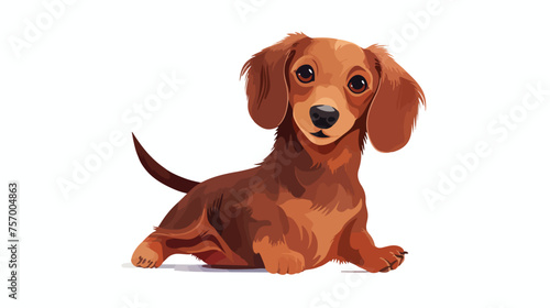 Flat colored adorable red Miniature Dachshund wavin