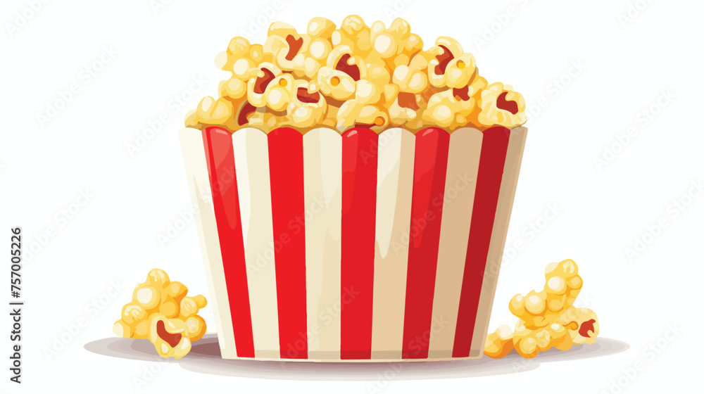 Flat pop corn icon  flat vector isolated on white background