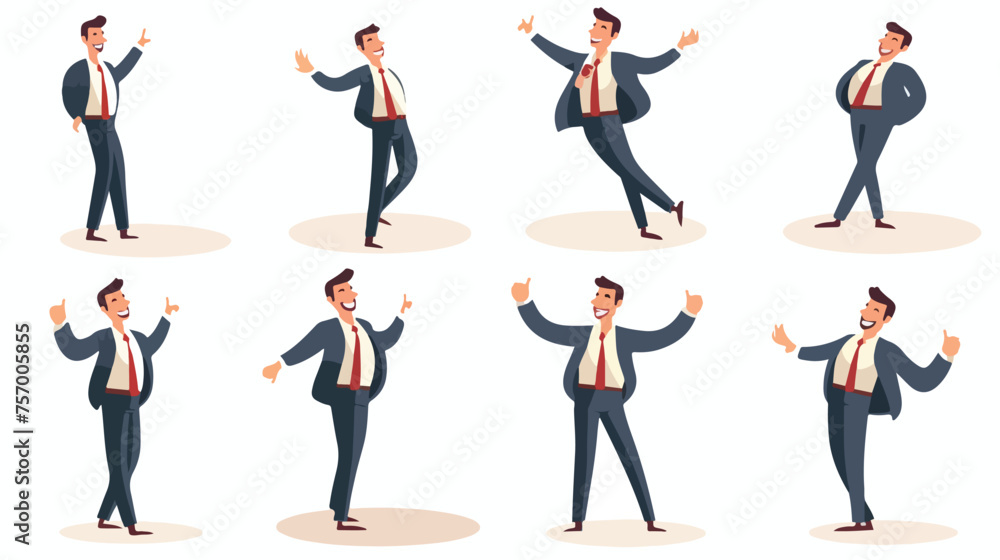 Fun businessman flat vector isolated on white background