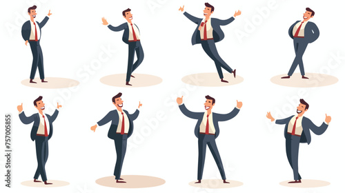 Fun businessman flat vector isolated on white background