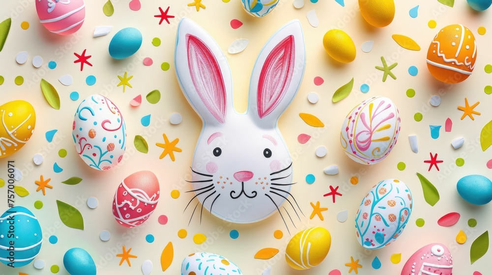 Bunny ears and Easter crafts, a creative and festive doodle pattern for a joyful Easter celebration Bunny ears and Easter crafts, a creative and festive doodle pattern for a joyful Easter celebration