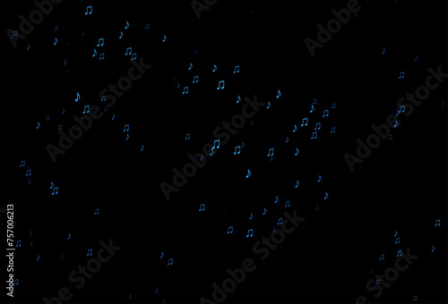 Dark BLUE vector texture with musical notes.