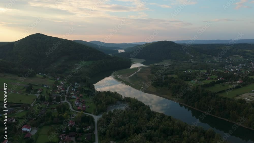 Beautiful Landscape Mountains Bieszczady Lake Solina Aerial View Poland Beautiful Landscape Mountains Bieszczady Lake Solina Aerial View Poland