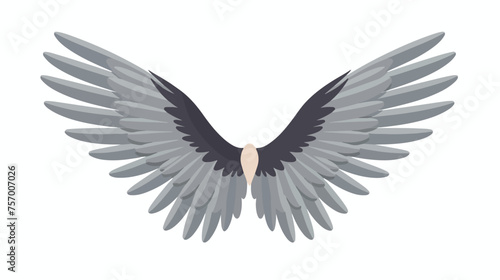 Gray wing of birds icon in flat style 