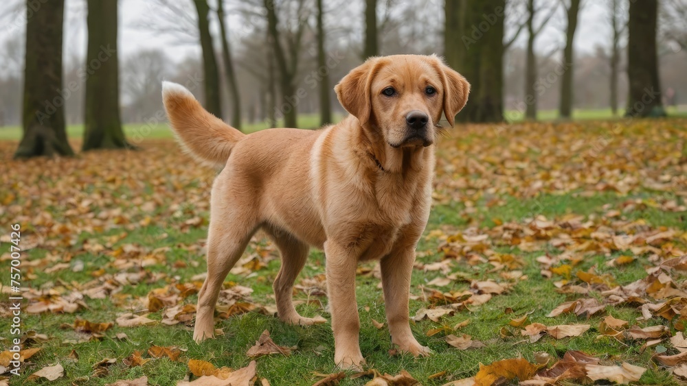 Fox red labrador retriever dog in the park Fox red labrador retriever dog in the park