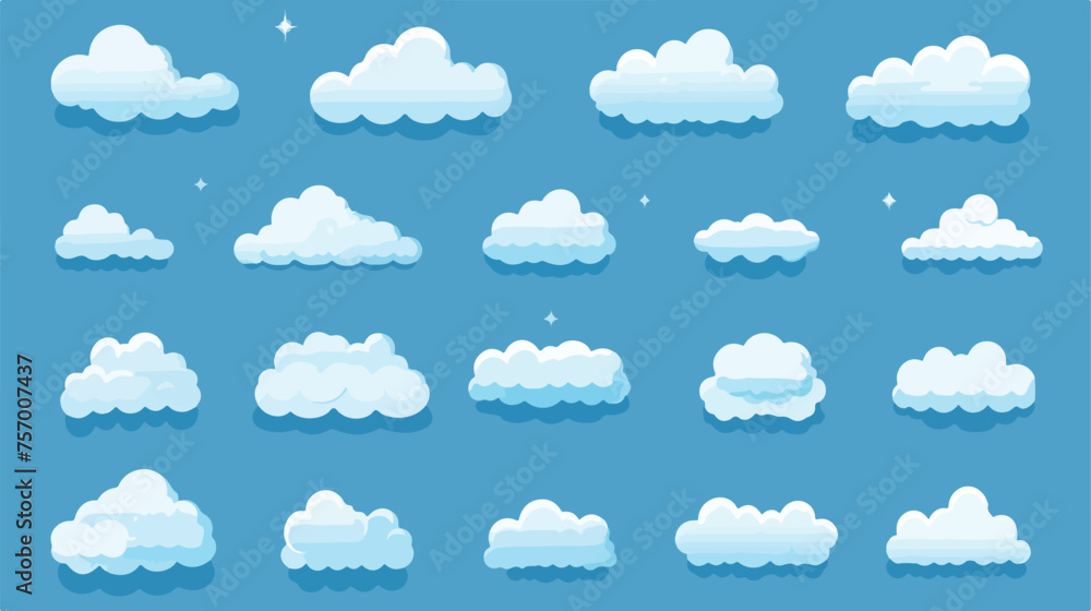 Group of Cloud Icons in flat design style 