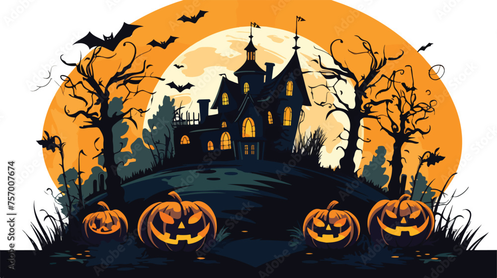 Halloween Vector Spooky Background with Pumpkin 