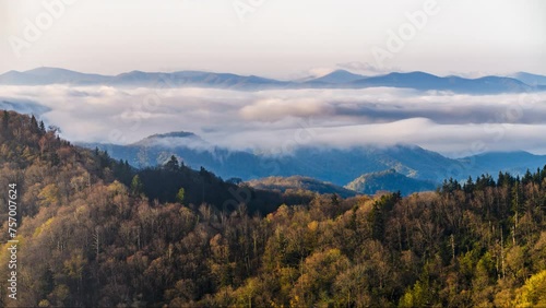 Clouds moving over the Newfound Gap in the Great Smoky Mountains of Tennessee and North Carolina photo