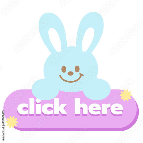 Click Here with bunny for online shopping  marketing  promotion  sticker  banner  special price  discount  social media  print  ad template  sign  symbol  campaign  button  easter  web  mobile