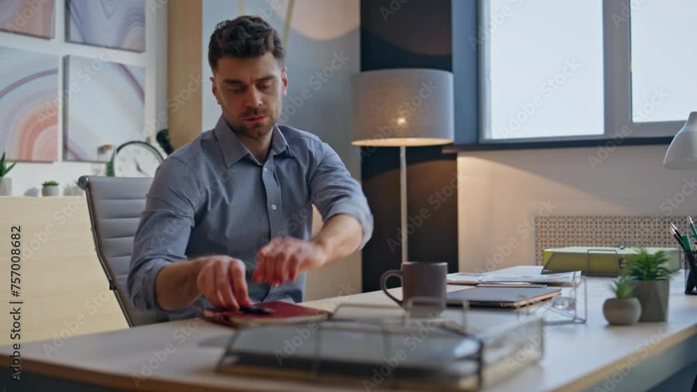 Confident man start work at modern office closeup. Businessman opening laptop Confident man start work at modern office closeup. Businessman opening laptop