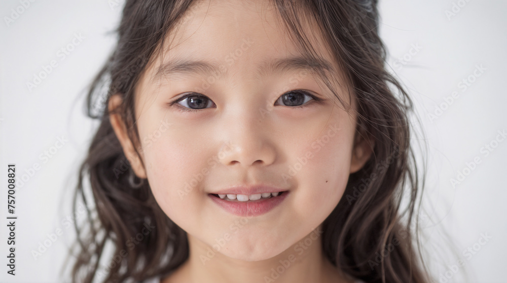 An little asian kid is smiling on a white background. An little asian kid is smiling on a white background.