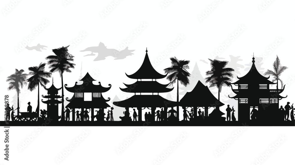 Fototapeta premium Javanese traditional house silhouette vector design