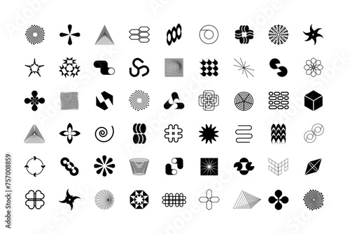 Abstract Streetwear Vector Y2K Shapes Set Icons Forms Objects 