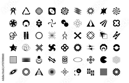 Abstract Streetwear Vector Y2K Shapes Set Icons Forms Objects 