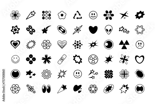 Abstract Streetwear Vector Y2K Shapes Set Icons Forms Objects 