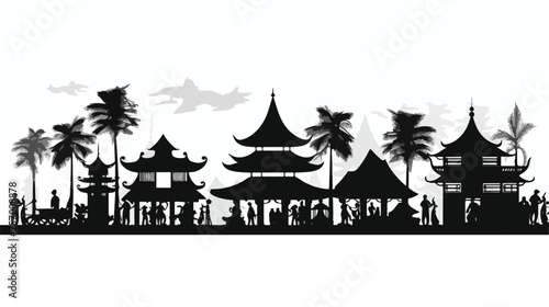 Javanese traditional house silhouette vector design