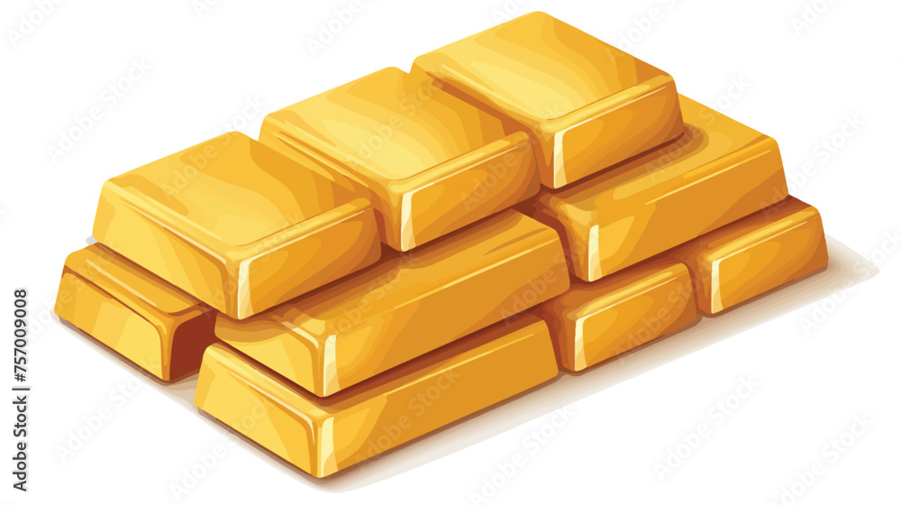 Large heap of realistic glossy golden bars in isome