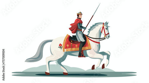 Knight on horse flat color illustration 