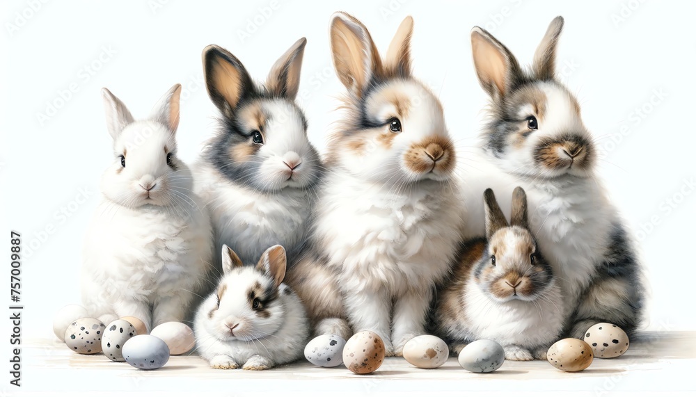 Watercolor Painting of Bunnies