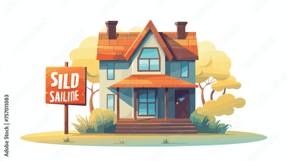 Sale house home sold business isolated vector illustration