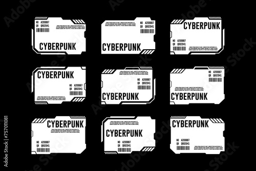 Futuristic streetwear cyberpunk interface element technology graphic vector design template