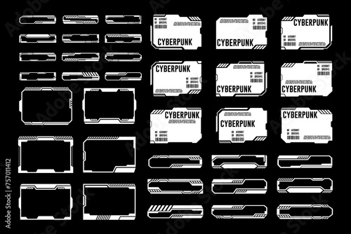Set of Sci Fi Modern User Interface Elements. Digital futuristic hud interface panels. Display sci fi boxes for game. Cyberpunk vector design template