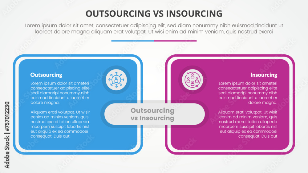 outsourcing versus insourcing comparison opposite infographic concept ...