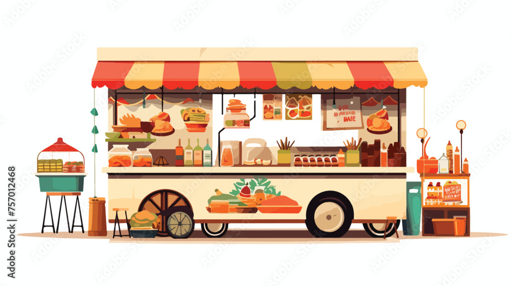 Street food for sale flat vector isolated on white background 