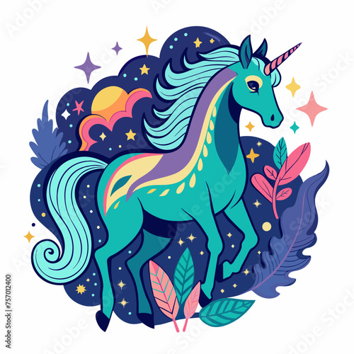 Mystical Stallion t-shirt Sticker showcasing the Enchantment of a Magical Horse in a Whimsical Scene