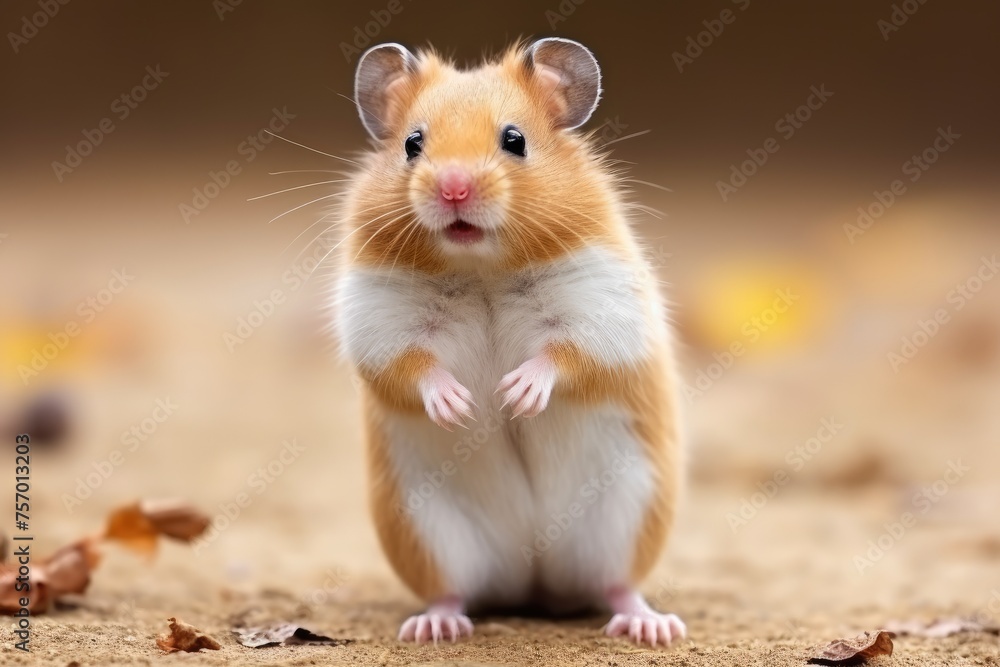 Hamster standing upright on white background. Hamster standing upright on white background.